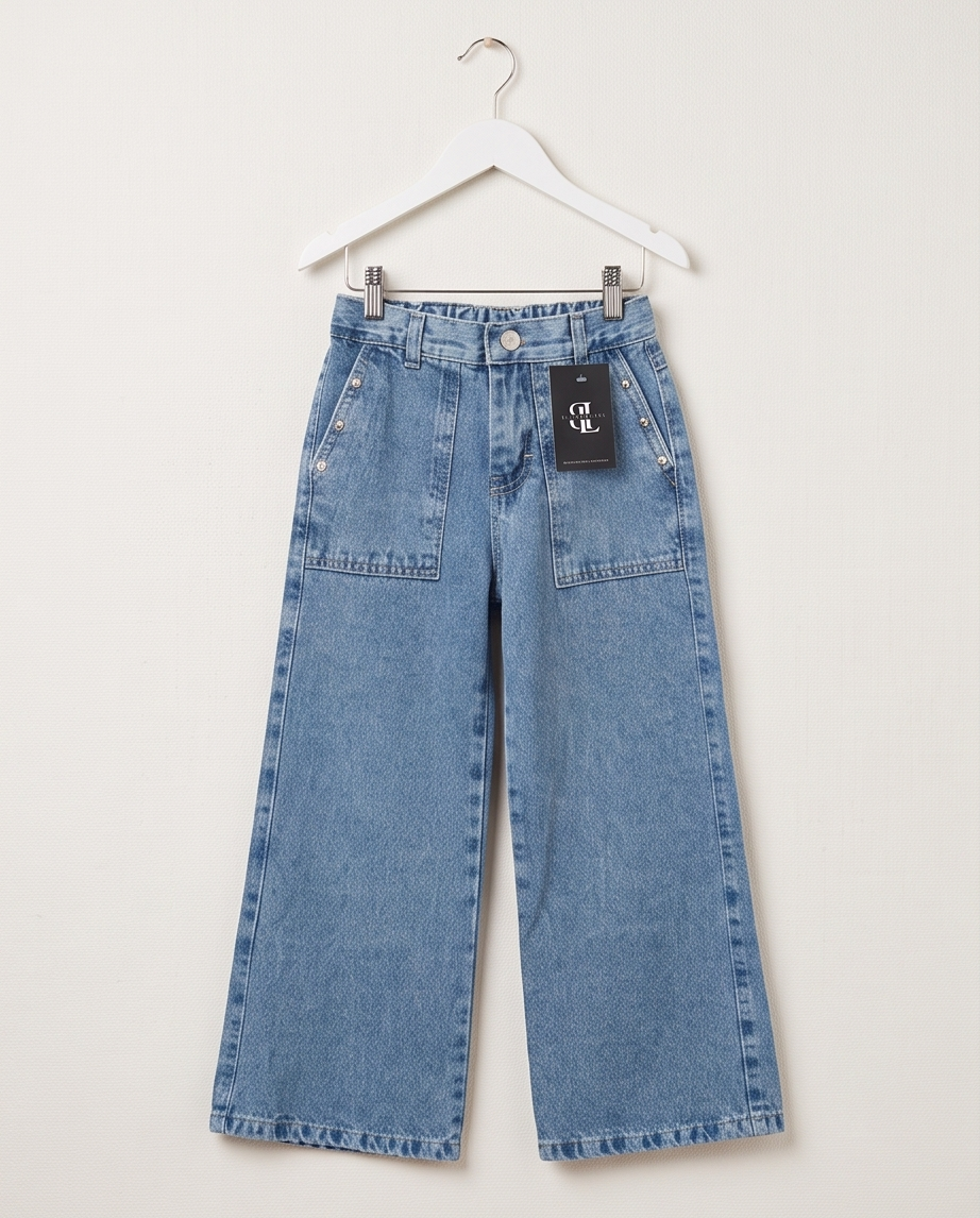 Jean celeste con tachas para niña