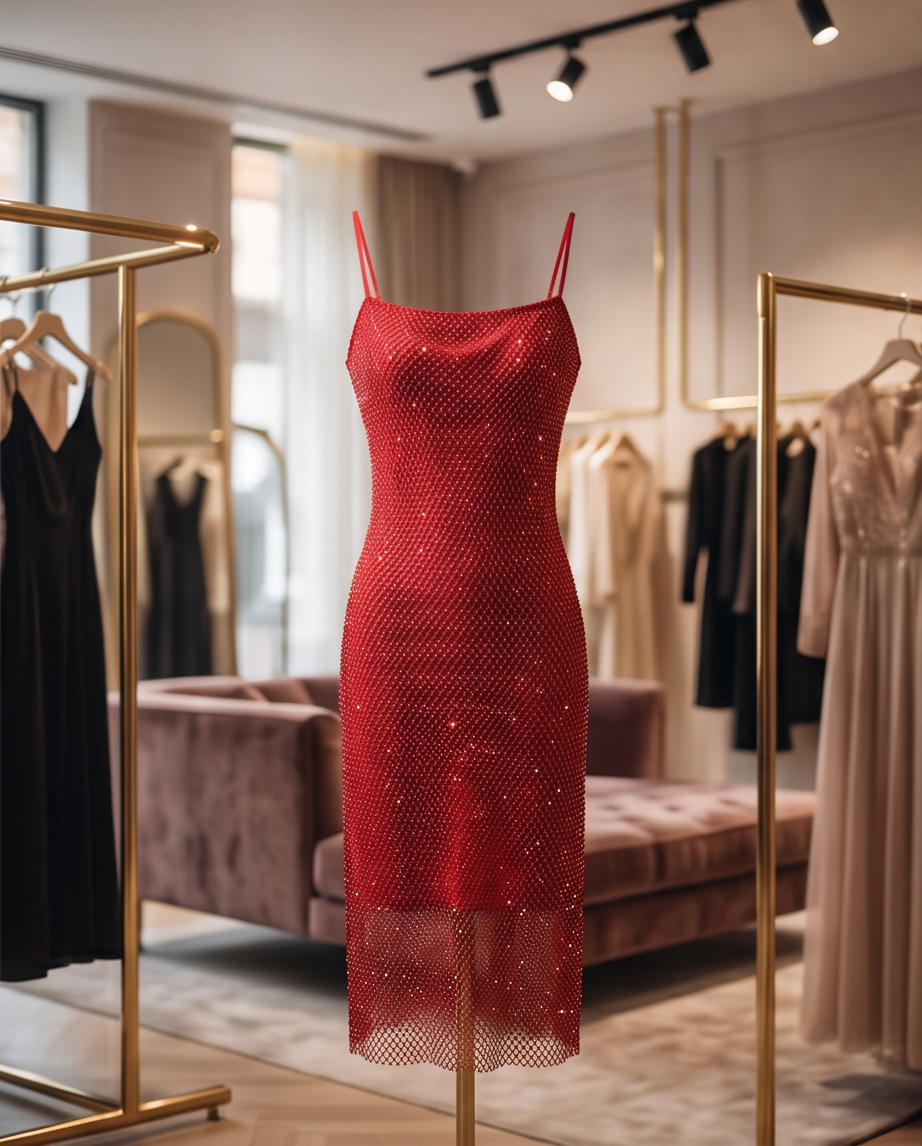 Vestido rojo con strass