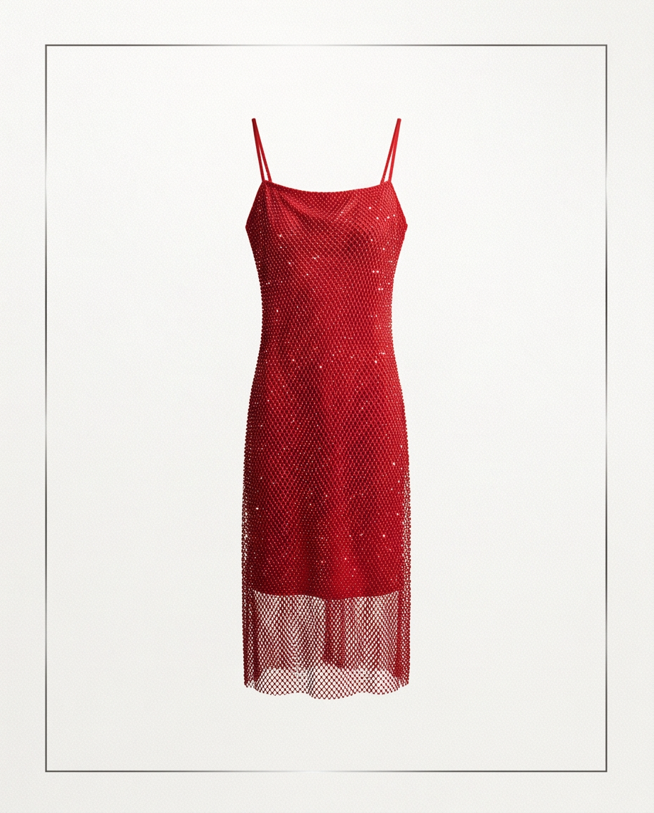 Vestido rojo con strass